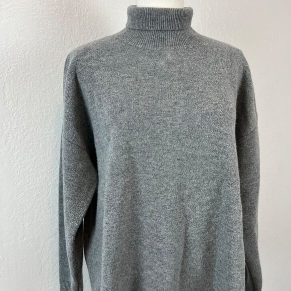 Nap Loungewear Sweater Womens OS Grey Slant Turtleneck Wool Minimal Preppy - Picture 2 of 13